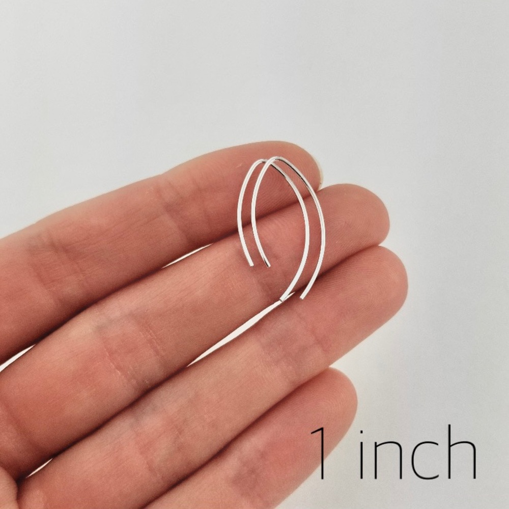 1 inch Arch threader earrings in 925 sterling silver, handmade earrings